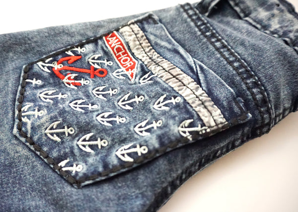 Embroidered Anchor Denim Pants for the Boys