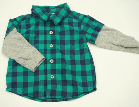 Blue and Green Checkers Long Sleeve Shirt