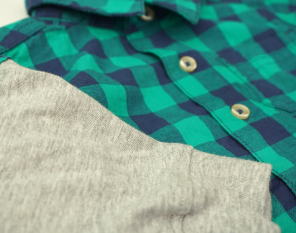 Blue and Green Checkers Long Sleeve Shirt