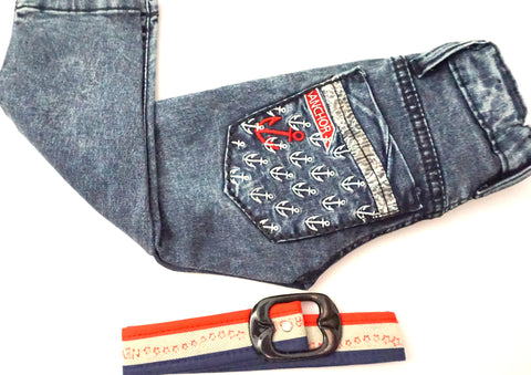 Embroidered Anchor Denim Pants for the Boys