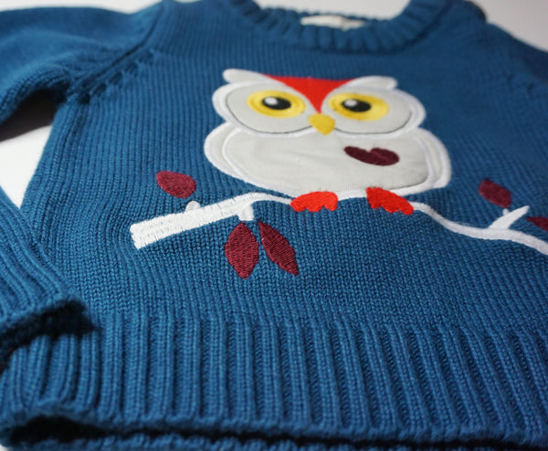 Organic Cotton Plum Owl Sweater