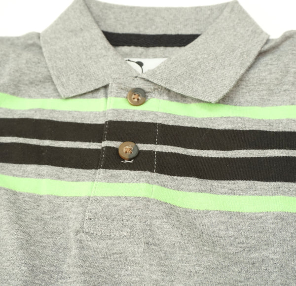 Green and Black on Grey Polo Shirt