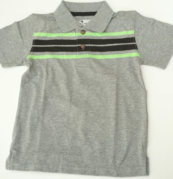 Green and Black on Grey Polo Shirt