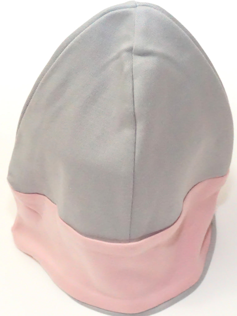 Grey and Pink Organic Cotton Beanie Hat