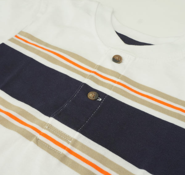 Orange Blue on White Polo Shirt