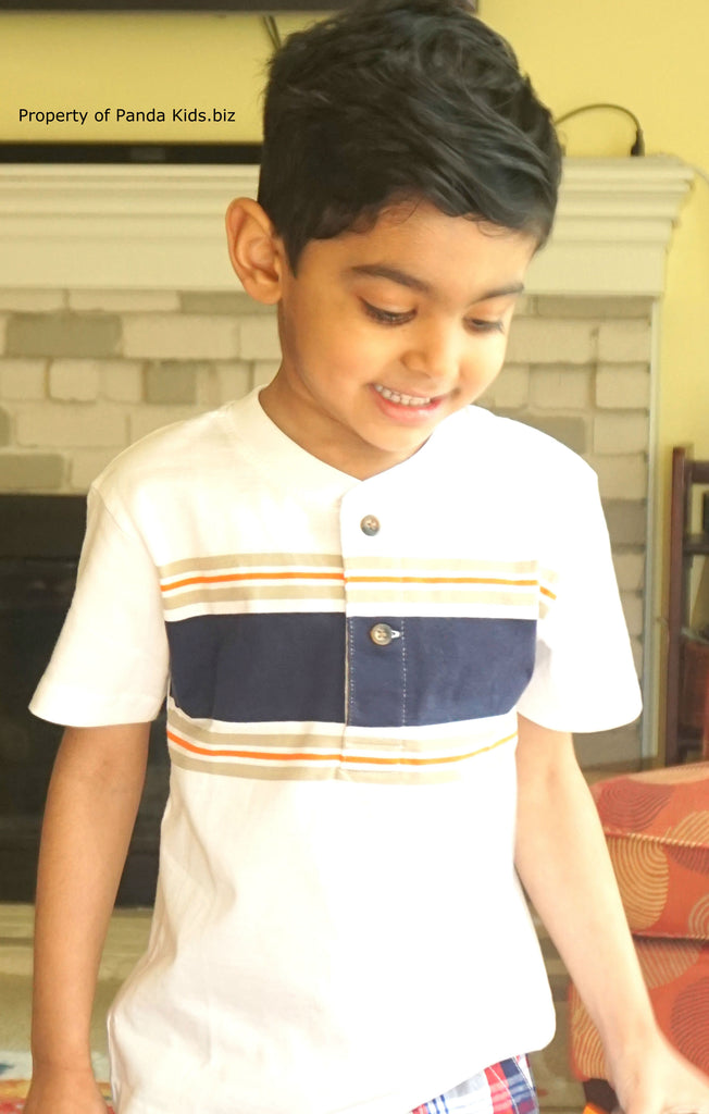 Orange Blue on White Polo Shirt
