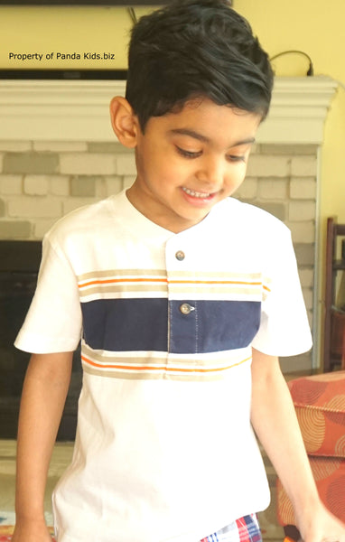 Orange Blue on White Polo Shirt