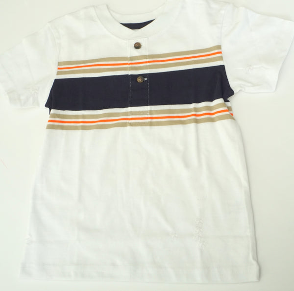 Orange Blue on White Polo Shirt